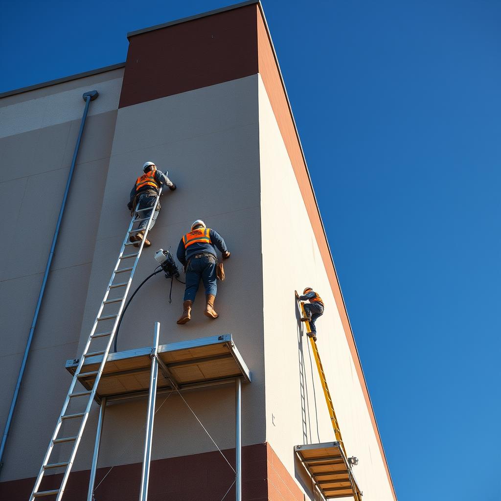 Insulation contractors working on a commercial building — national insulation coverage